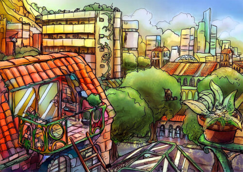 riflessioni sul solarpunk a cura di Silvia Treves - botanical minded city by kamikaye deviantart